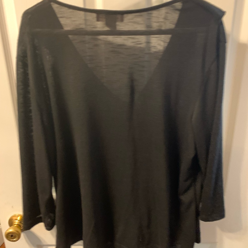 Black Ruffled light weight top. By R marks - Picture 3 of 3